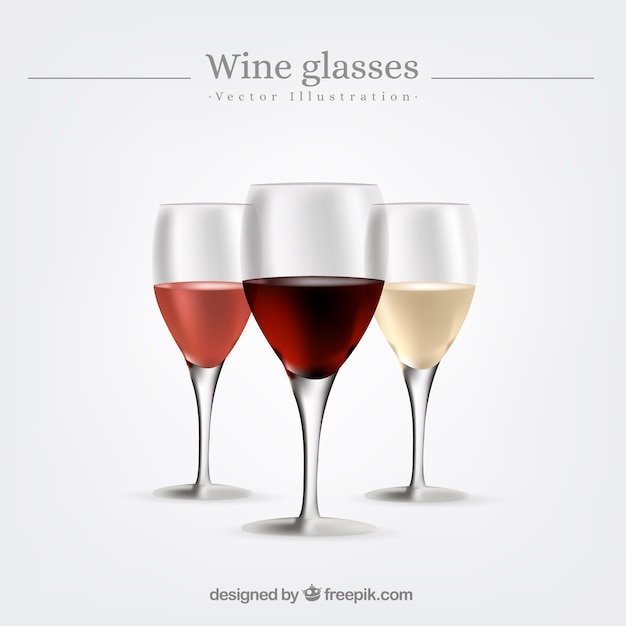 Vector gratuito colección de copas de vino en estilo realista