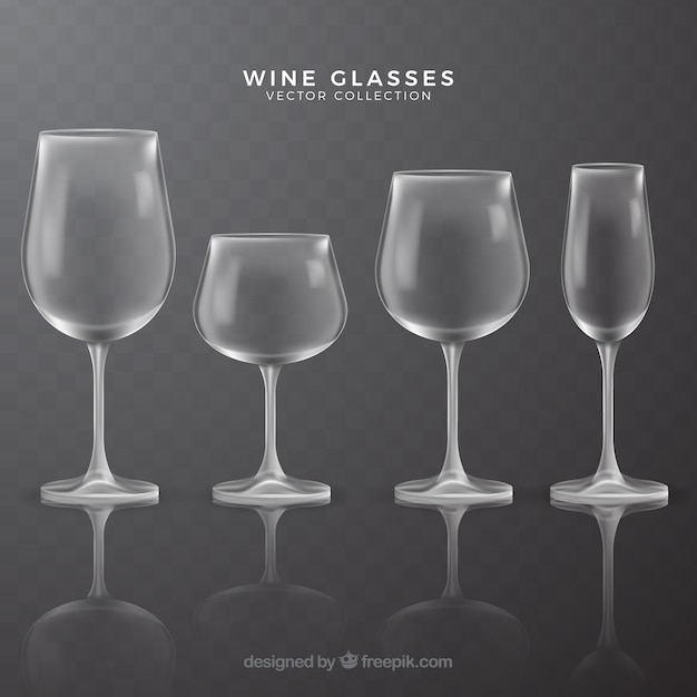 Colección de copas de vino en estilo realista