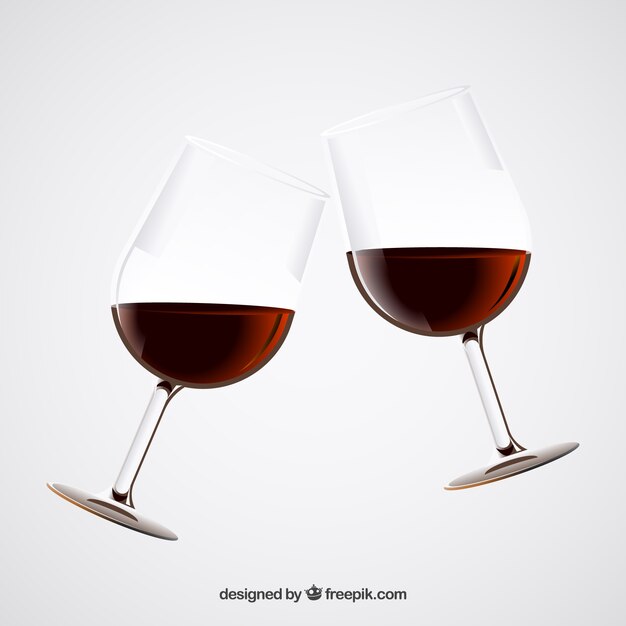 Colección de copas de vino en estilo realista