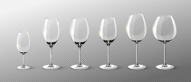 Vector gratuito colección de copas de vino vacías realistas