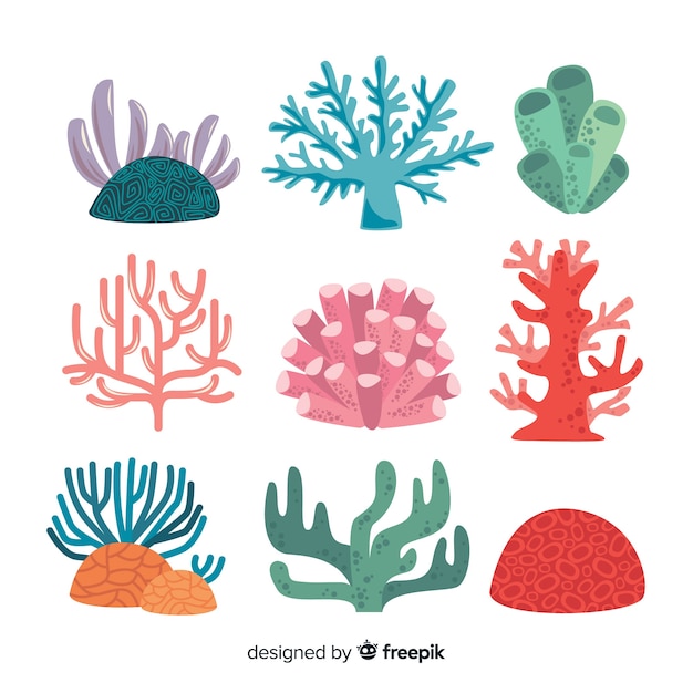 Vector gratuito colección de corales en diseño plano