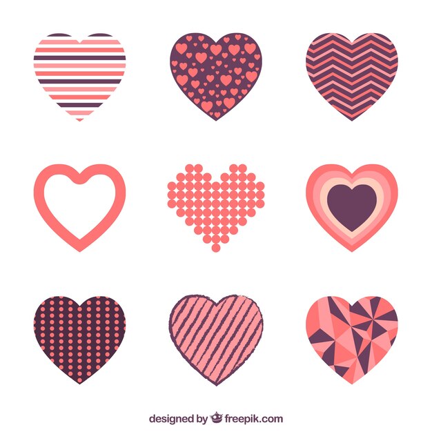 Colección de corazón plano