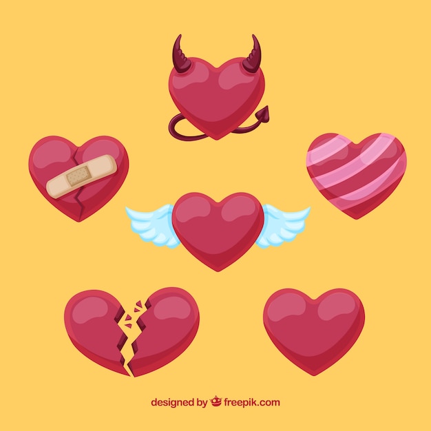 Colección de corazón plano