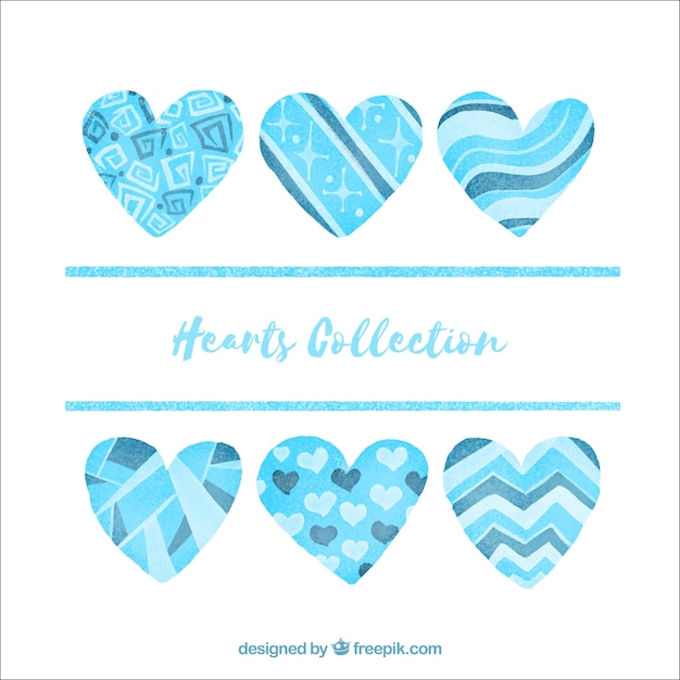 Vector gratuito colección de corazones de acuarela