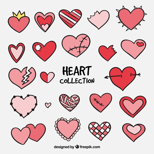 Colección de corazones dibujados a mano