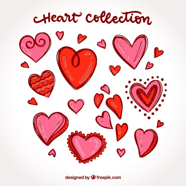 Colección de corazones dibujados a mano