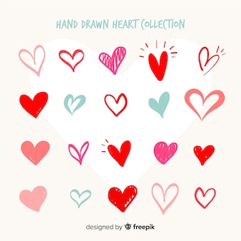 Colección corazones dibujados a mano