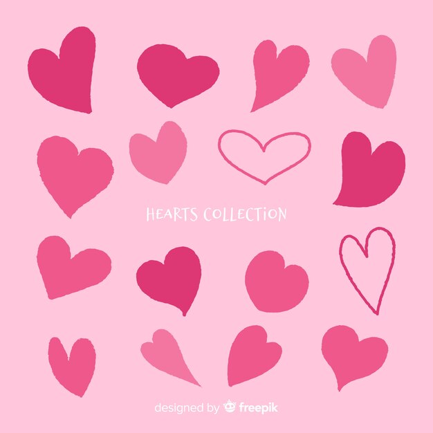Colección de corazones dibujados a mano