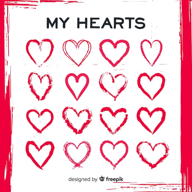 Vector gratuito colección corazones dibujados a mano