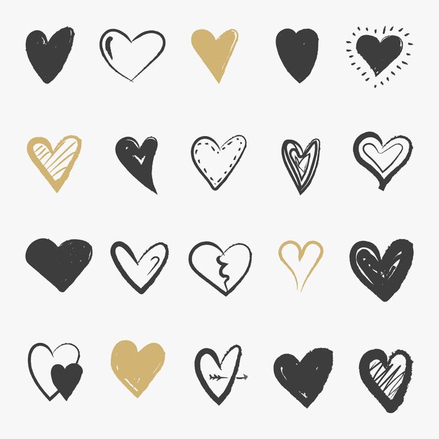 Colección de corazones dibujados a mano
