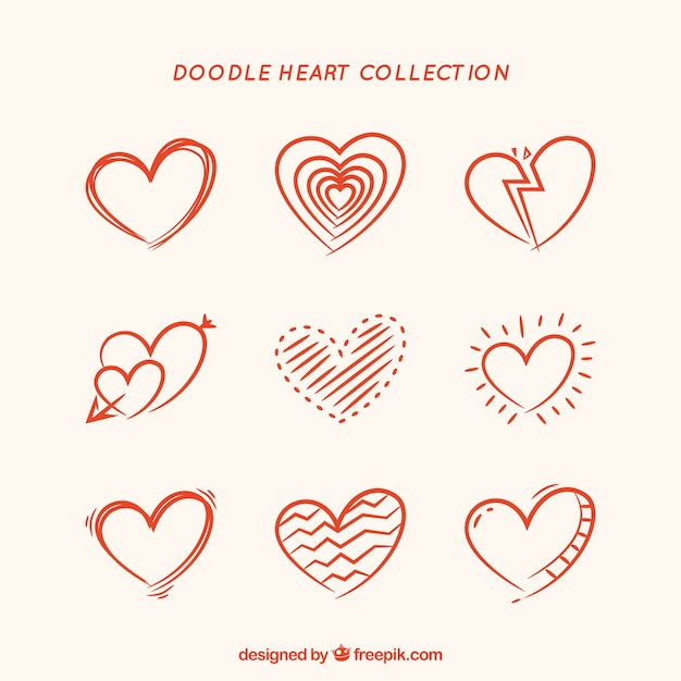 Colección de corazones dibujados
