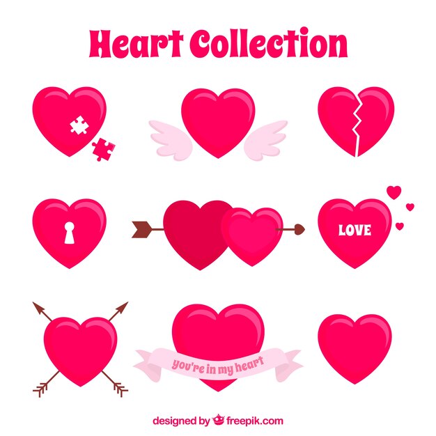 Colección de corazones con diferentes detalles
