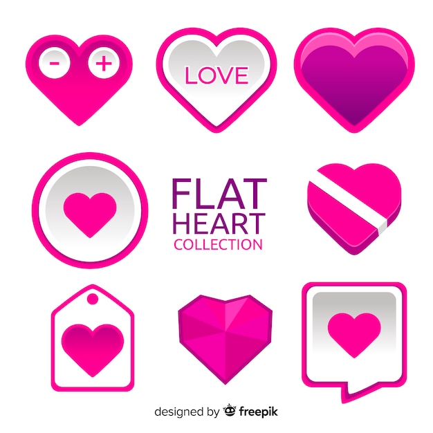 Vector gratuito colección de corazones en diseño plano