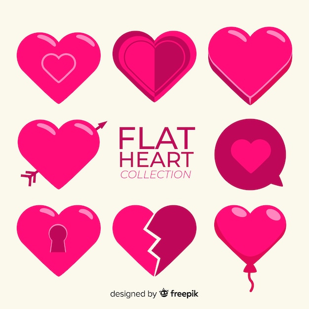 Vector gratuito colección de corazones en diseño plano