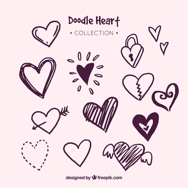 Colección de corazones de Doodle