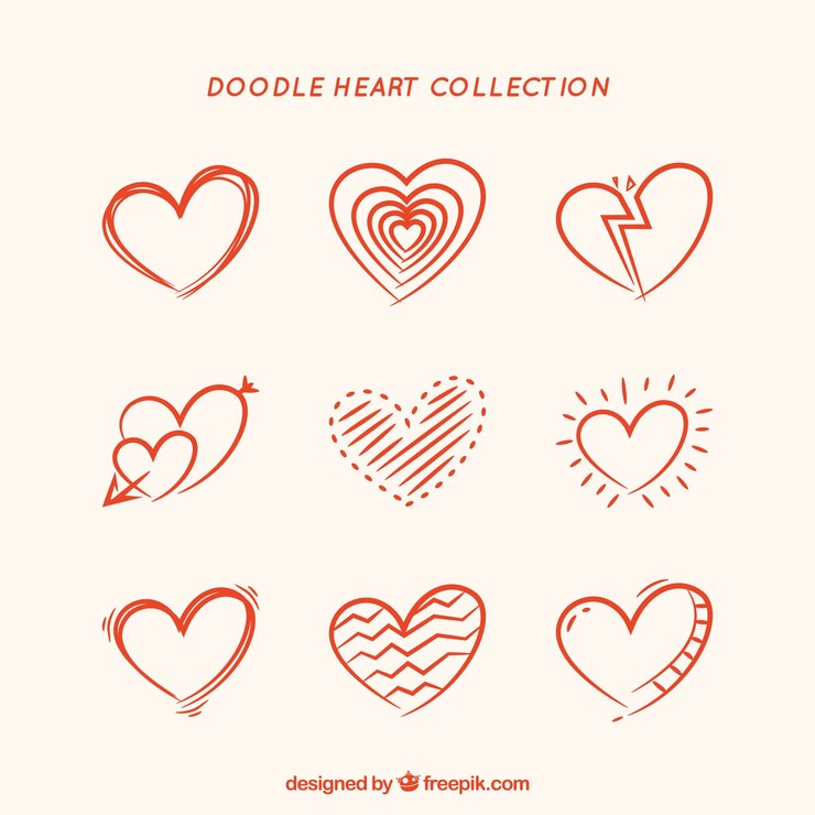 Vector gratuito colección de corazones de doodle