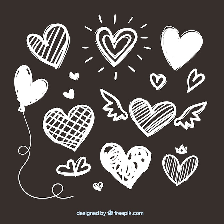 Vector gratuito colección de corazones de doodle