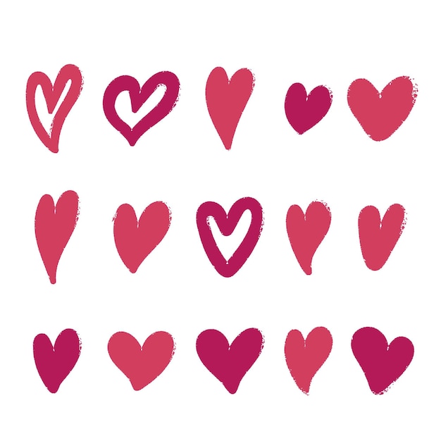 Colección corazones estilo dibujado a mano