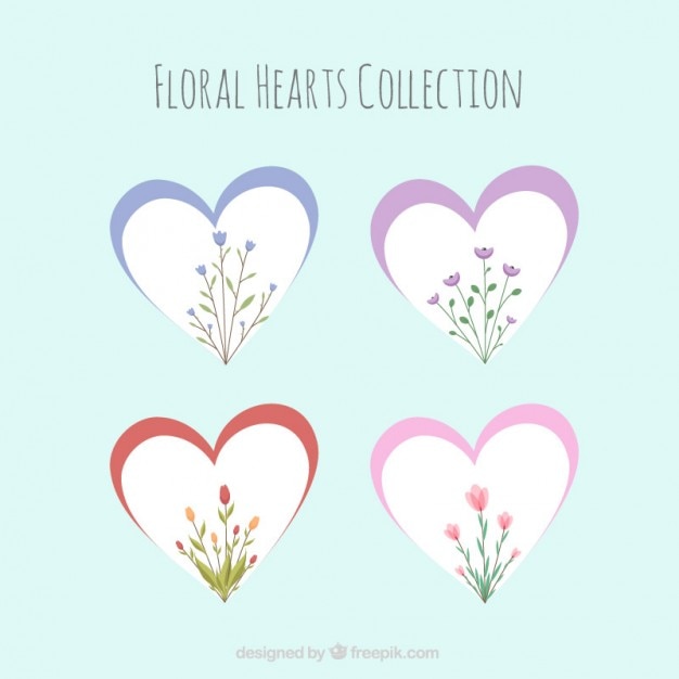 Vector gratuito colección de corazones florales
