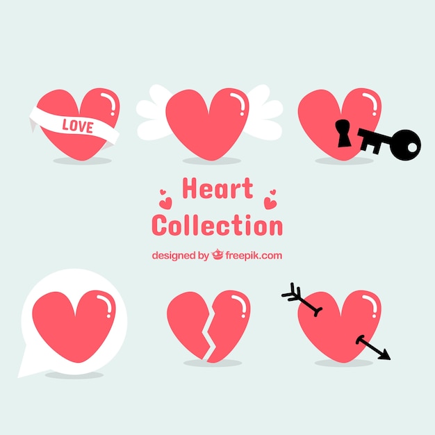 Vector gratuito colección de corazones hechos a mano