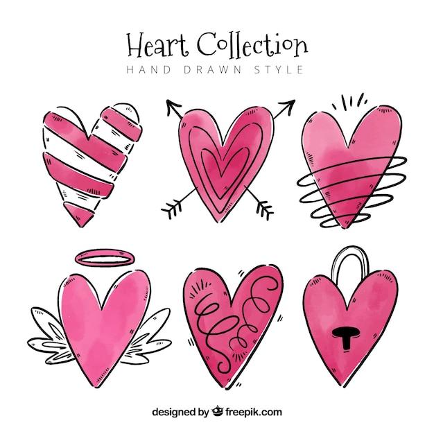 Vector gratuito colección de corazones hechos a mano