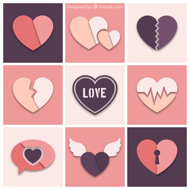Colección de los corazones planas
