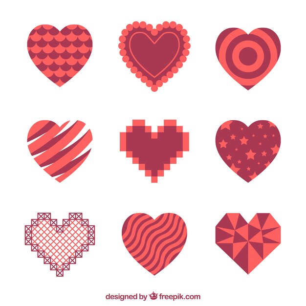 Colección corazones planos