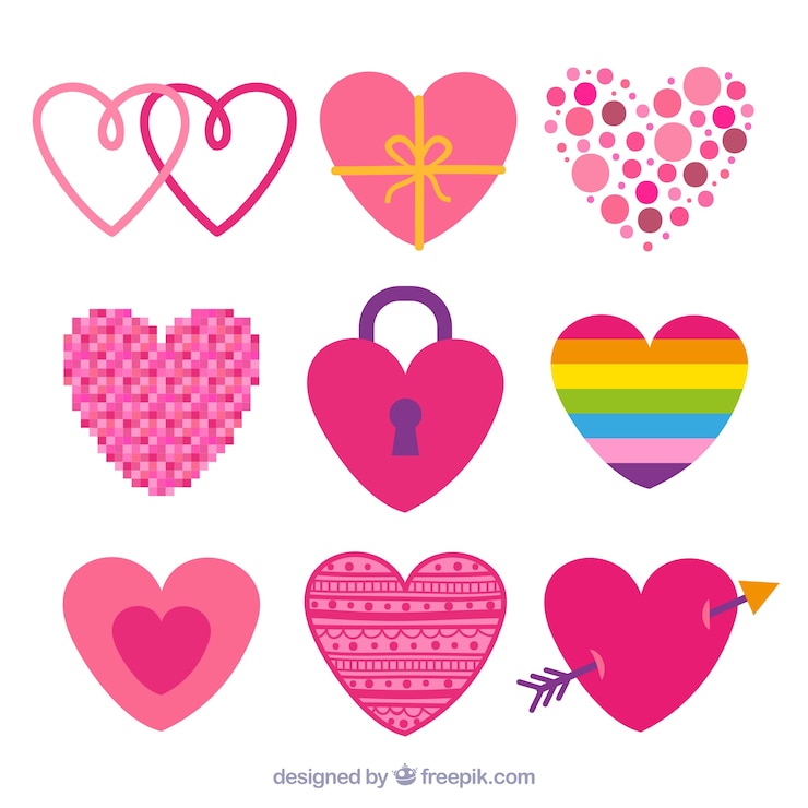 Vector gratuito colección corazones planos