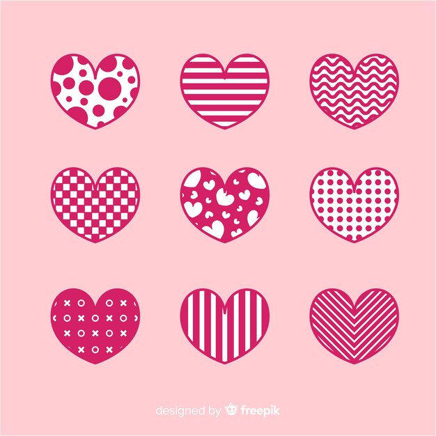 Colección corazones planos