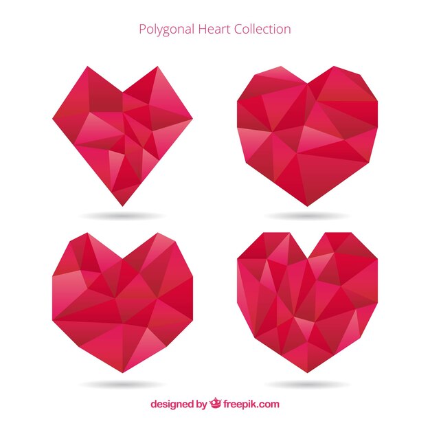 Colección de corazones poligonales