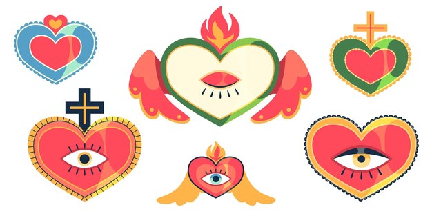 Colección de corazones sagrados mexicanos