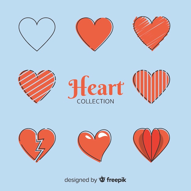 Vector gratuito colección corazones simples