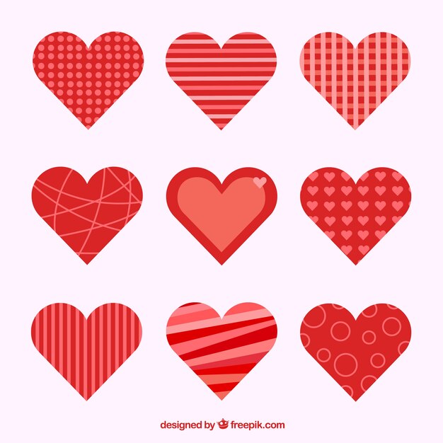 Colección de corazones de valentin rojos