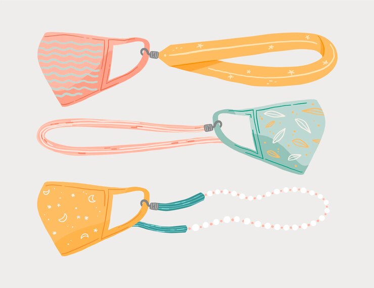 Vector gratuito colección de cordones de mascarilla de moda dibujados a mano