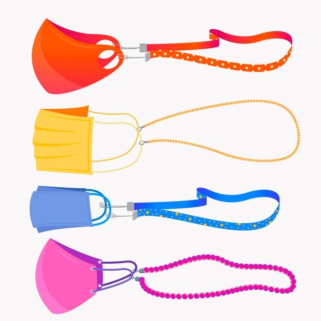 Colección de cordones de mascarilla de moda dibujados a mano