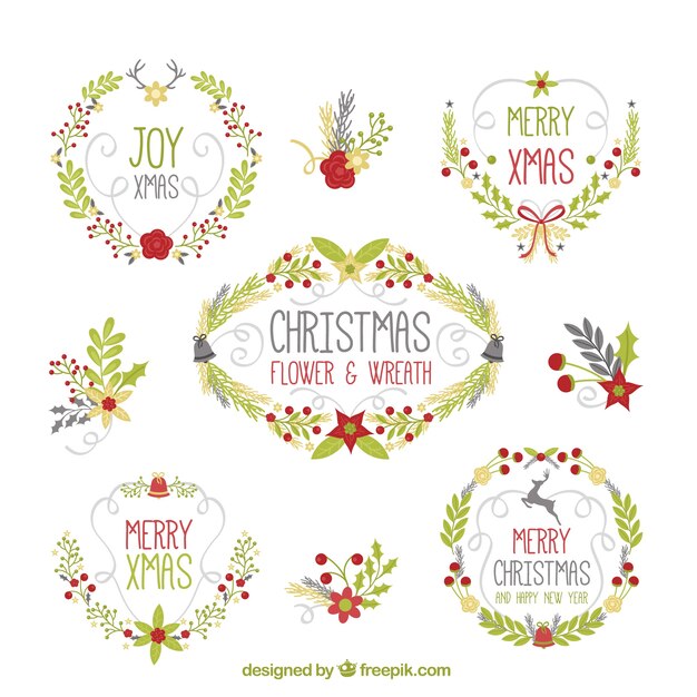 Colección de coronas decorativas de navidad