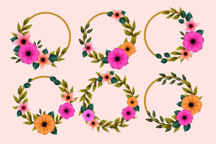 Vector gratuito colección de coronas florales de acuarela pintadas a mano
