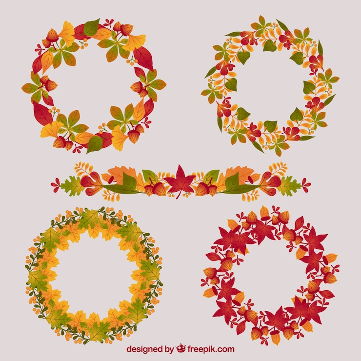 Vector gratuito colección de coronas florales coloridas