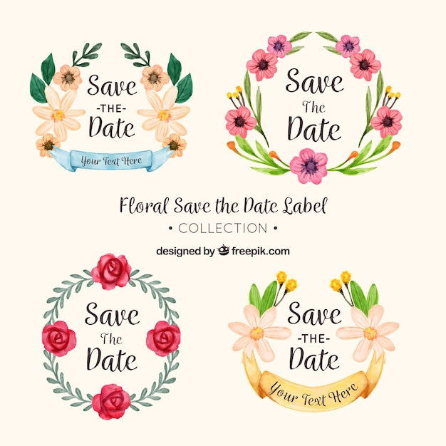 Vector gratuito colección de coronas florales con diseño de boda