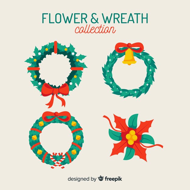 Colección de coronas de navidad en diseño flat