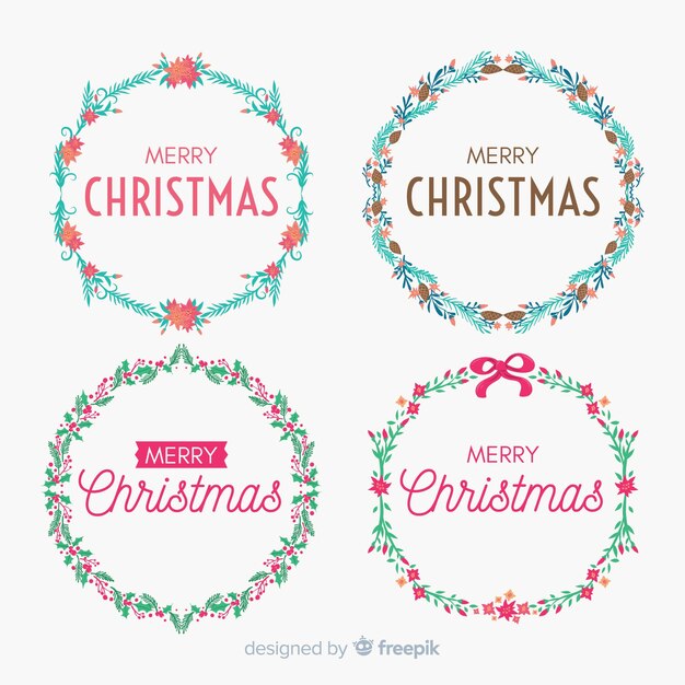 Colección de coronas de navidad flat