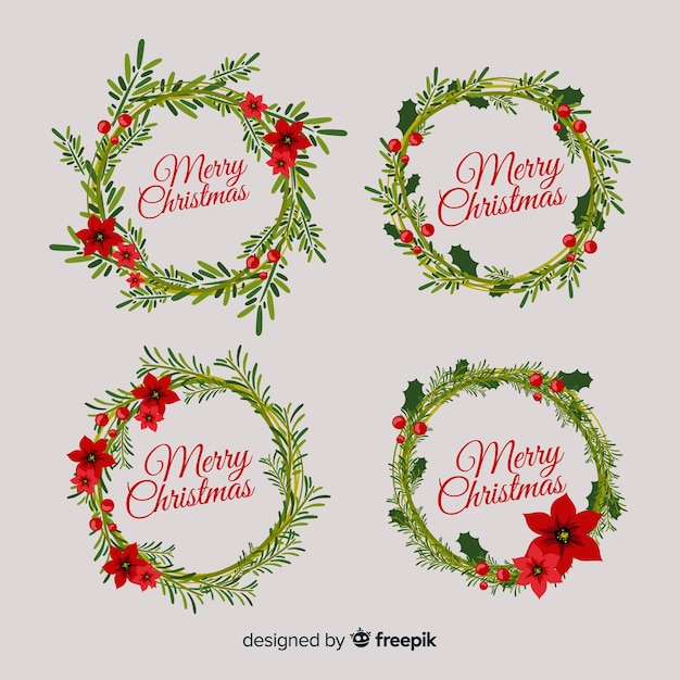Colección de coronas de navidad flat