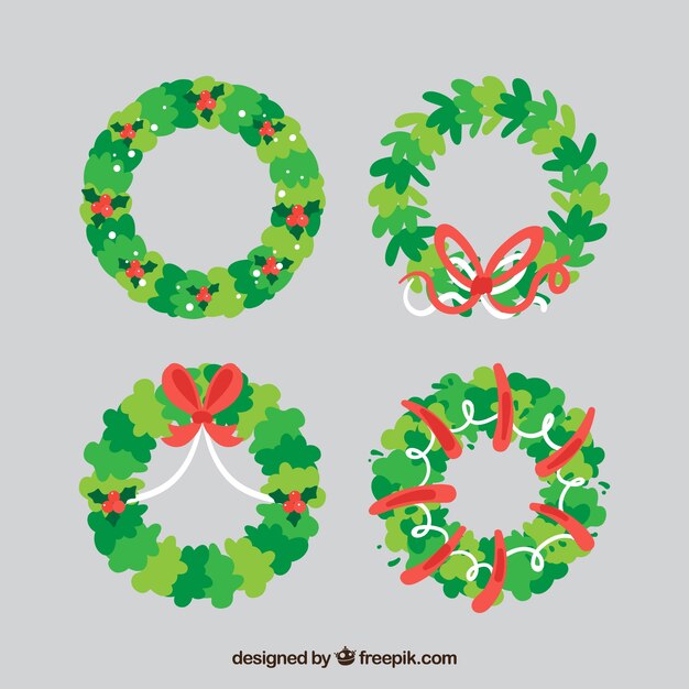 Colección de coronas de navidad planas