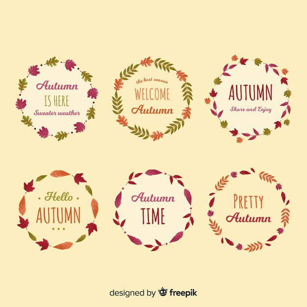 Colección de coronas de otoño dibujados a mano