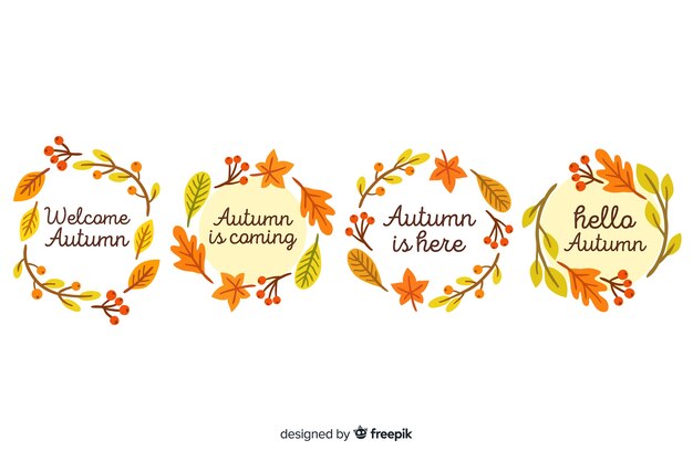 Colección de coronas de otoño dibujados a mano