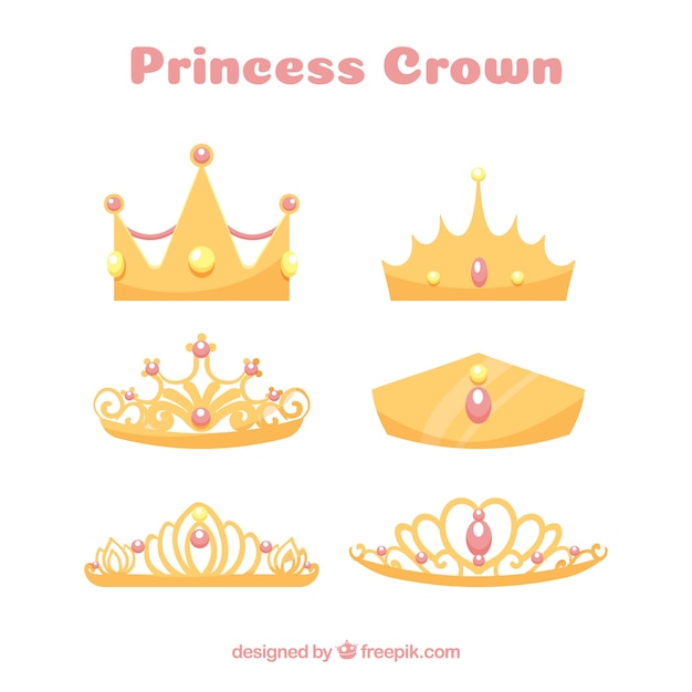 Colección de coronas de princesa con joyas rosas
