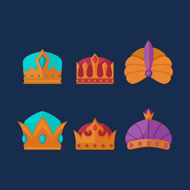 Colección coronas reyes magos planas