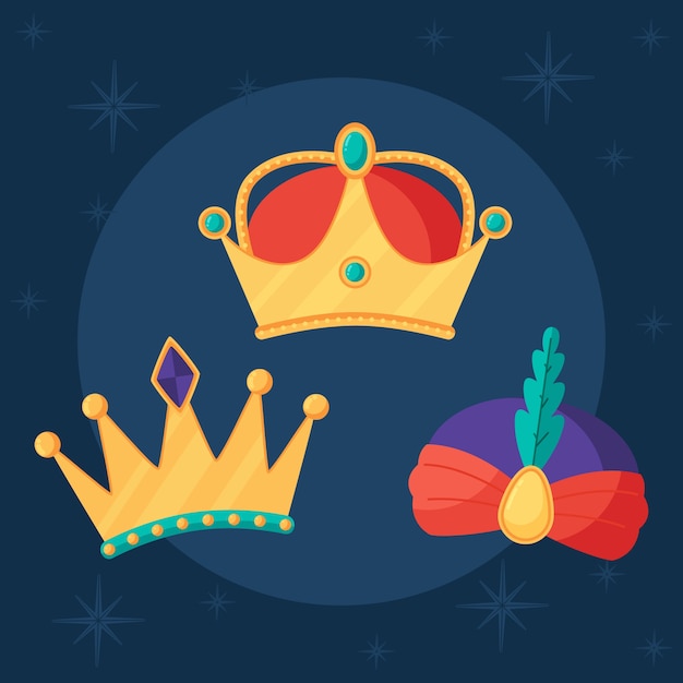 Colección coronas reyes magos planas