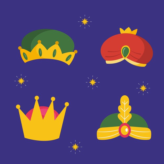 Colección coronas reyes magos planas