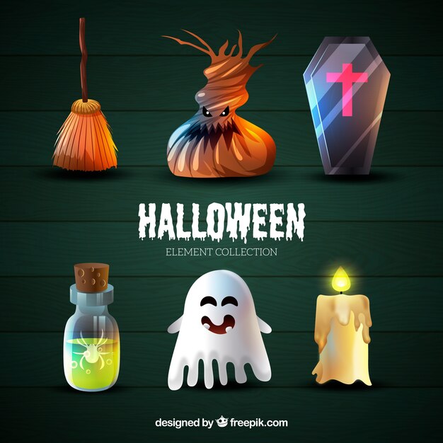 Colección de cosas realistas de halloween